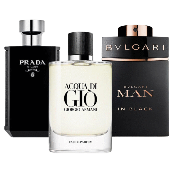 Box mit 3 Parfums: Bvlgari In Black, Giorgio Armani Acqua Di Gio und L'Homme Prada Intense 100 ml