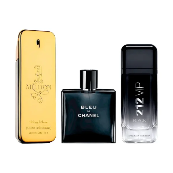 Exklusives Set mit 3 Parfums – 1 Million von Paco Rabanne, Bleu de Chanel und 212 VIP Black von Carolina Herrera [100 ml]